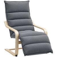 Birch Wood Lounge Chair for Living Room, Bedroom, Drak Grey