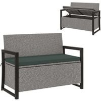 Rattan Garden Bench with Storage, Inner Bag, 151.5L Outdoor Bench