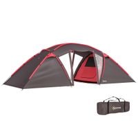 4-6 Man Family Camping Tent w/2 Bedrooms, A Living Room - Grey
