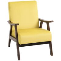 Velvet Armchair with Solid Wood Frame and Thick Padded, Champagne