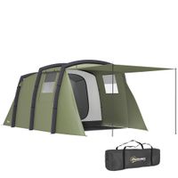 Inflatable 3-4 Man Tunnel Tent w/Pump, Living Area - Olive Green