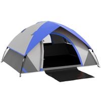 2 Man Camping Tent w/Sewn-in Groundsheet, 3000mm Waterproof - Blue