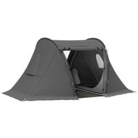 3 Man Camping Tent with 2 Bedrooms, 3000mm Waterproof - Grey