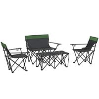4 Piece Foldable Camping Table and Chairs Set - Olive Green