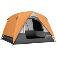 3-4 Person Camping Tent, Waterproof Tent - Orange and Grey