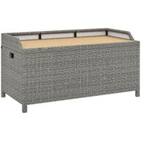 Rattan Outdoor Storage Bench with Aluminium Frame - Grey