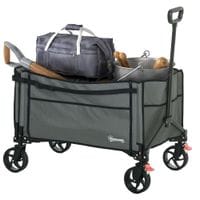 Folding Trolley on Wheels, Garden Cart with Openable Sides - Grey