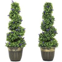 Set of 2 Decorative Artificial Plants with Lavender and Pot - 90cm