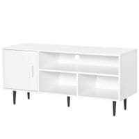 TV Stand Cabinet with Shelves and Cable Hole for Living Room - White