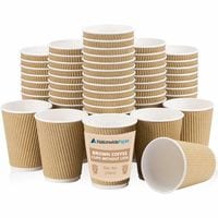 500 Cups x 8oz/240ml Kraft Brown Triple Walled Disposable Coffee Paper Ripple Cups (Pack of 500)