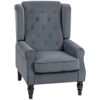 Accent Armchair Home Furniture Retro Tufted Club Fabric Grey