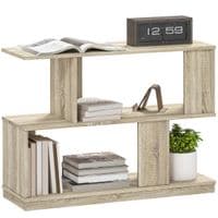 Modern Narrow End Table S-Shaped Nightstand Natural Wood Finish