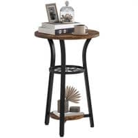 3-Tier Small End Table Industrial 38 cm Round Side Table Rustic Brown