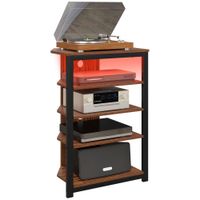 TV Stand with Lights, 4-Tier Storage Shelves for TVs Up to 29in