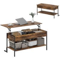 Industrial Lift Top Coffee Table with Storage Shelf - Rustic Brown