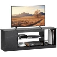 Marble Effect TV Stand Cabinet with Glass Shelf for 55in TVs