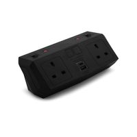 On Desk Power Module 2xUK Socket Dual USB Port Type A+C PD/QC Charger Black - 20000016