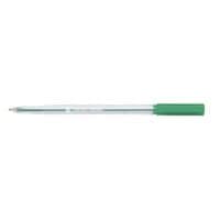 Office Ball Pen Clear Barrel Medium 1mm Tip 0.7mm Line Green Pack of 20