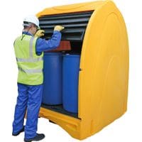 Lockable Covered Bunded Pallet with Roller Shutter Doors 4 x 205l Drum Capacity - BPH4
