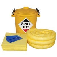 Depot Site Chemical Spill Kit In Yellow Clip Top Drum Treats 65 Litres - CRF6
