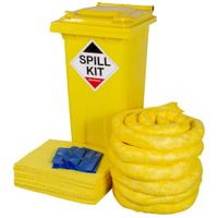 Depot Site Chemical Spill Kit In Yellow Wheelie Bin Treats 120 Litres - CSK120