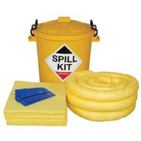 Depot Site Chemical Spill Kit In Yellow Clip Top Drum Treats 65 Litres - CSK6