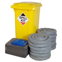 Depot Site General Purpose Spill Kit In Yellow Wheelie Bin Treats 240 Litres - GRF240