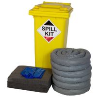 Depot Site General Purpose Spill Kit In Yellow Wheelie Bin Treats 120 Litres - GRF120