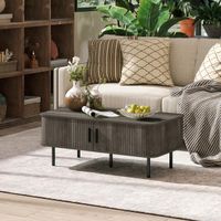 Coffee Table with Storage and Sliding Doors for Living Room - Grey