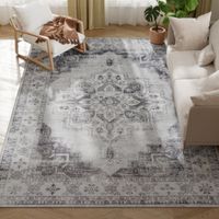 Flannel Non-Slip Washable Rug for Living Room 290 x 200 cm -Grey 290W x 200D x 0.5H cm
