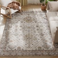 Flannel Non-Slip Washable Rug for Living Room 230 x 160 cm Beige 230W x 160D x 0.5H cm