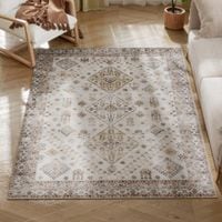 Flannel Non-Slip Washable Rug for Living Room 170 x 120 cm Beige 170L x 120W x 0.5T cm