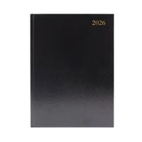 Desk Diary 2 Page per Day A4 2026 - Black