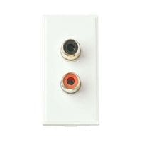 New Media -Twin Rca and Phono Speaker Module - White 25mm x 50mm x 18.3 - MM490WH