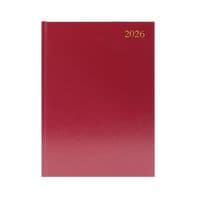 Desk Diary 2 Page per Day A4 Burgundy 2026