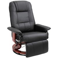 Manual Recliner Swivel Reclining Chair with Footrest Armrests, Black