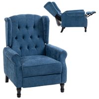 Manual Reclining Armchair Recliner with Footrest Royal Blue