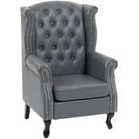 Chesterfield-style Wing Back Armchair Tufted Accent Chair Grey