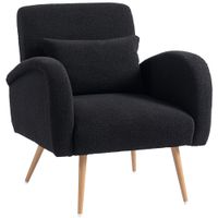 Teddy Fleece Upholstered Accent Chair with Metal Legs - Black