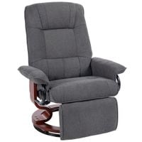 Manual Recliner Swivel Reclining Chair with Footrest Armrests Grey