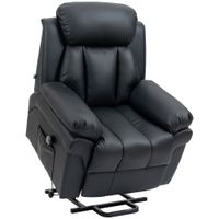 Polyurethane Leather Electric Recliner Mobility Lift & Rise Overstuffed Design Black