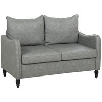 Two-Seater Sofa Modern Small Sofa with Solid Wood Legs Grey