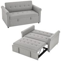 Convertible Pull Out Sleeper Sofa Bed Settee for Living Room Grey
