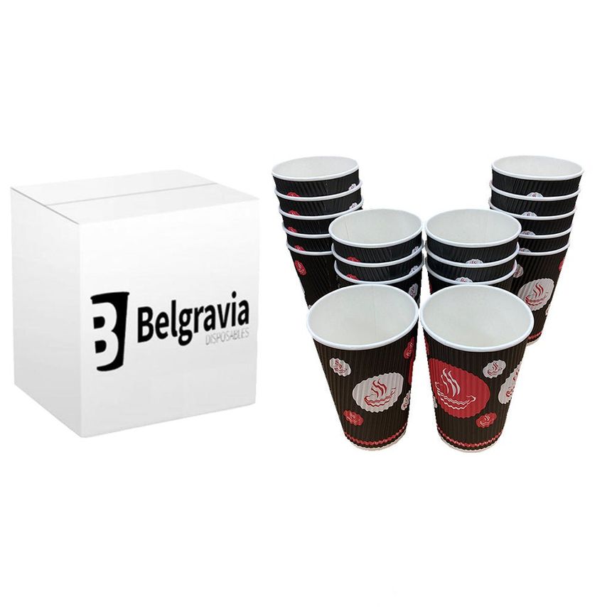 Triple Walled Red Tea & Coffee Ripple Cups 25's