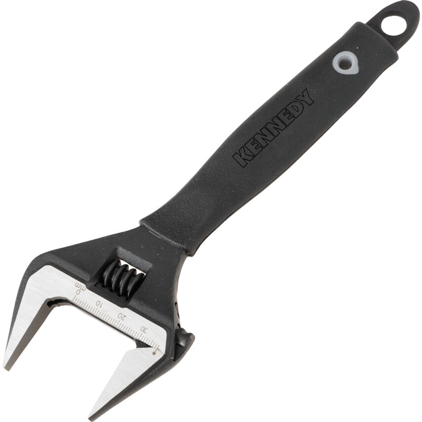 Kennedy Wide Jaw Adjustable Spanner, Steel, 8in./200mm Length, 38mm Jaw Capacity