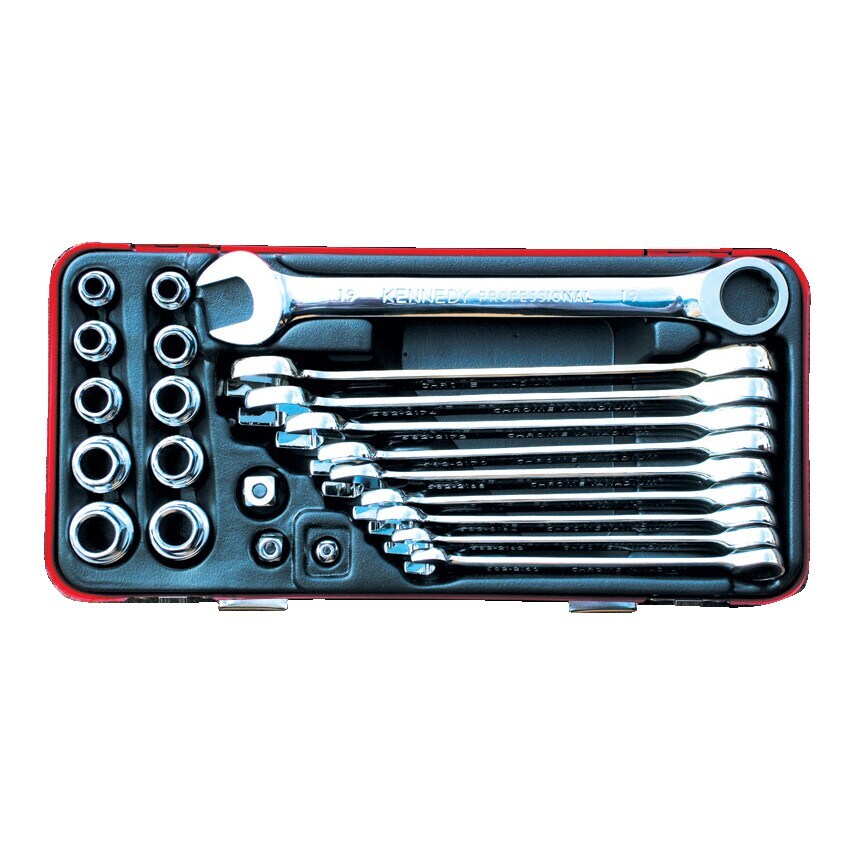 KennedyPro 1019MM Ratchet Spanner & Socket Set 23PC Zoro UK
