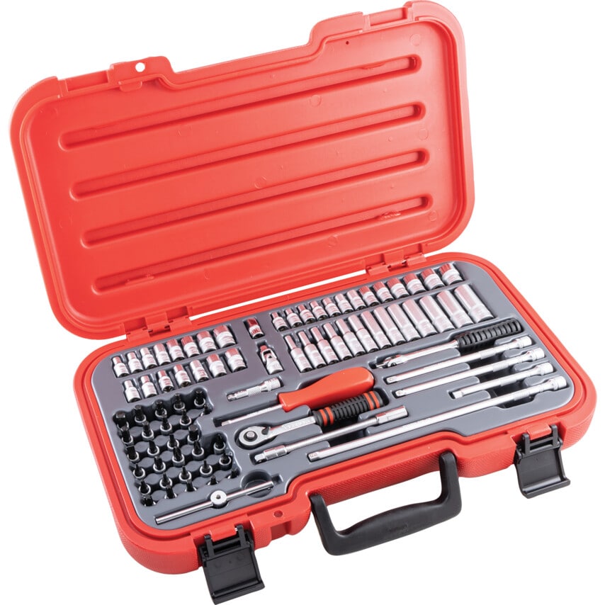 Socket Set 1/4" Square Drive 4-14mm Bi-hexagon Metric/Inch/Ba (82 Piece) Chrome Vanadium (12-Point)