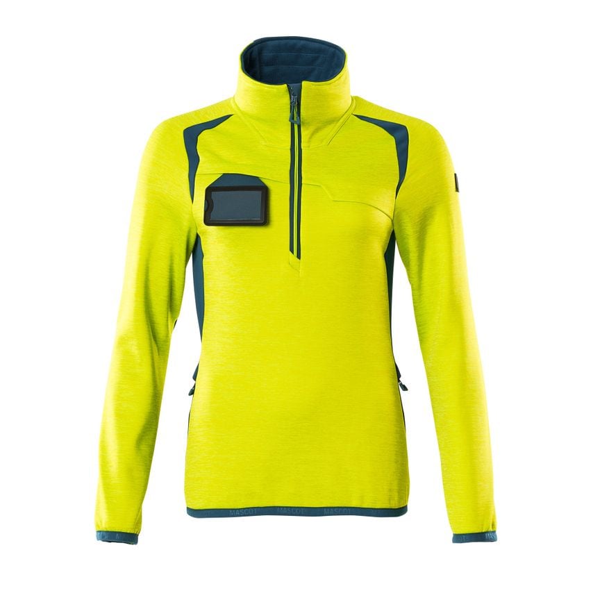 Mascot 19353-316 Women's Accelerate Safe Fleece Jumper with Half ZIP - Hi-vis Ye