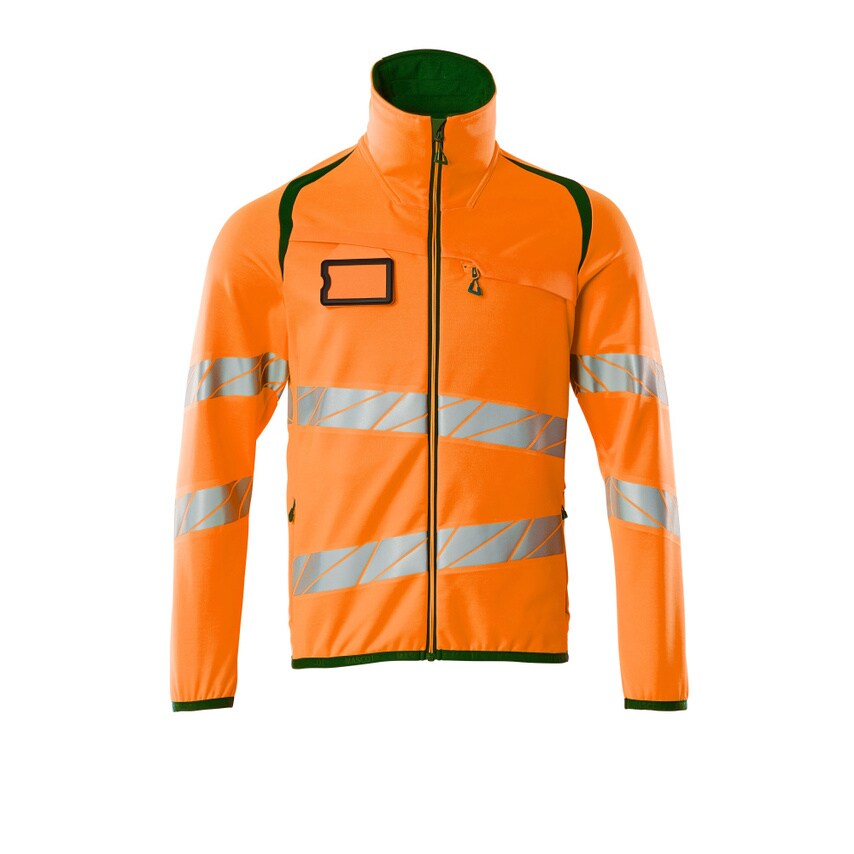 Mascot 19103-315 Accelerate Safe Fleece Jumper with Zipper - Hi-vis Orange/Moss
