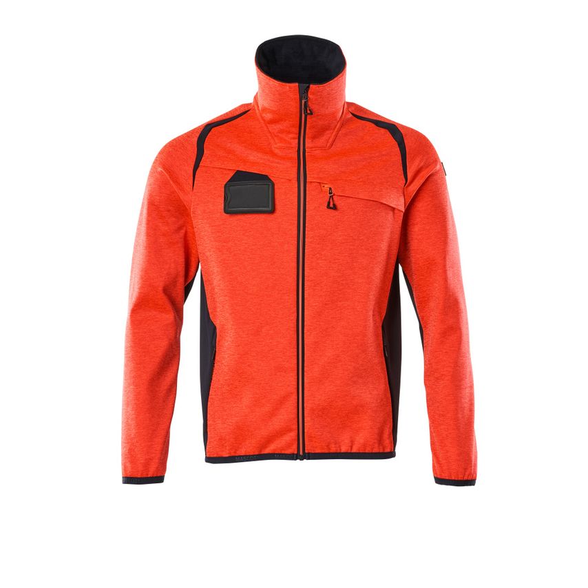 Mascot 19403-316 Accelerate Safe Fleece Jumper with Zipper - Hi-vis Red/Dark Nav
